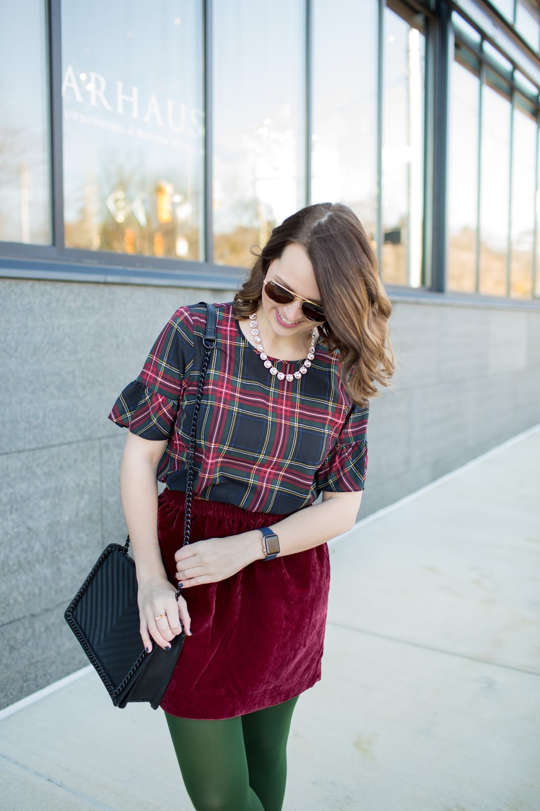 Plaid clearance velvet skirt